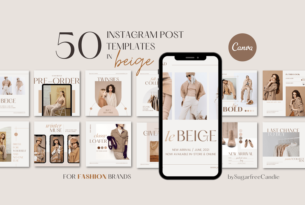 sugarfreeCandie | 50 BEIGE FASHION Instagram Post Templates on&nbsp;Canva